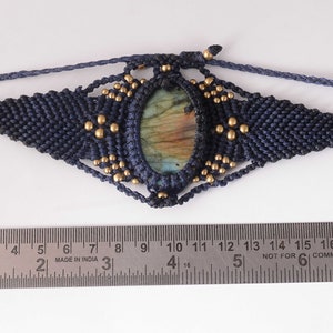 Bohemian Labradorite necklace, Labradorite macrame choker necklace, tribal necklace with healing crystal, necklace with stone, tiara image 2