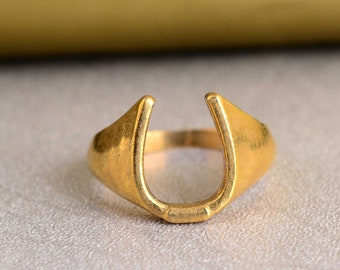 Gold Horseshoe Ring, Statement Ring, Empowering Jewelry, Brass Ring, Luck Jewelry, Gift For Her, Wedding Ring, Dainty Ring, Christmas Sale