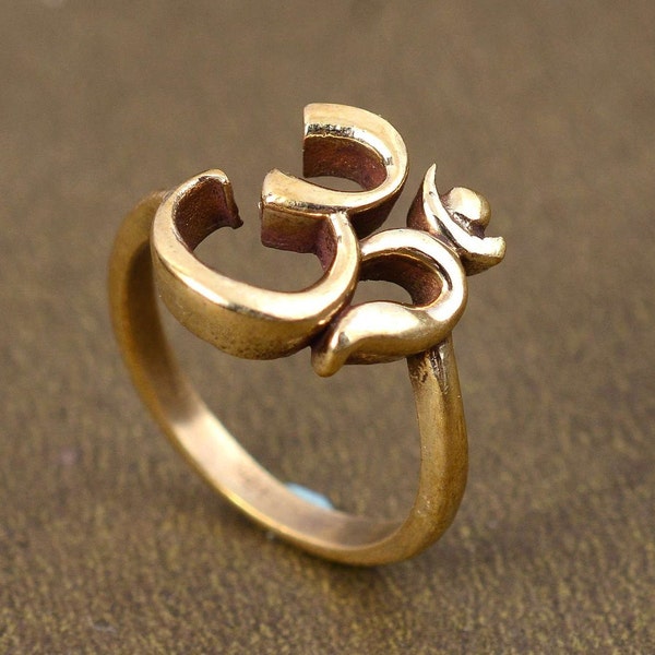 Om Ring, Designer Brass Ring, Spiritual Ring, Personalized Gifts, Meditation Ring, Ohm Ring, Brass Religious Ring, Wedding Ring