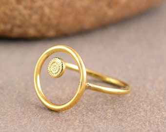 Anneau de cercle ouvert, anneau de karma, anneau de cercle en laiton, anneau géométrique, anneau simple d’O, anneau de Boho fait main, anneau délicat, bijoux de cercle
