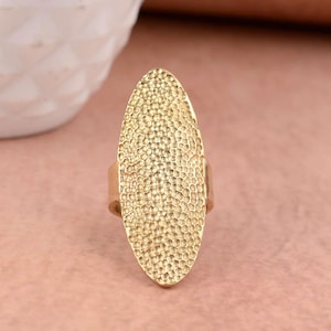 Hammered Large Full Finger Brass Ring, Chunky Statement Ring, Bohemian Handmade Jewelry