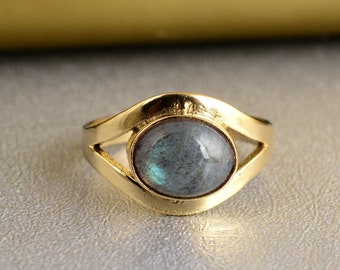 Natural Labradorite Ring, Eye Ring, Rings for Women, Boho Ring, Blue Fire Labradorite, Labradorite Gemstone Ring, Gift For Her, Ethnic ring