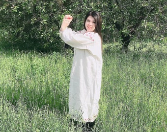 Antique Ukrainian Vyshyvanka Dress Embroidery with Flowers Ukrainian old dress, cross stitch, old Ukrainian costume, handmade, gift, vintage