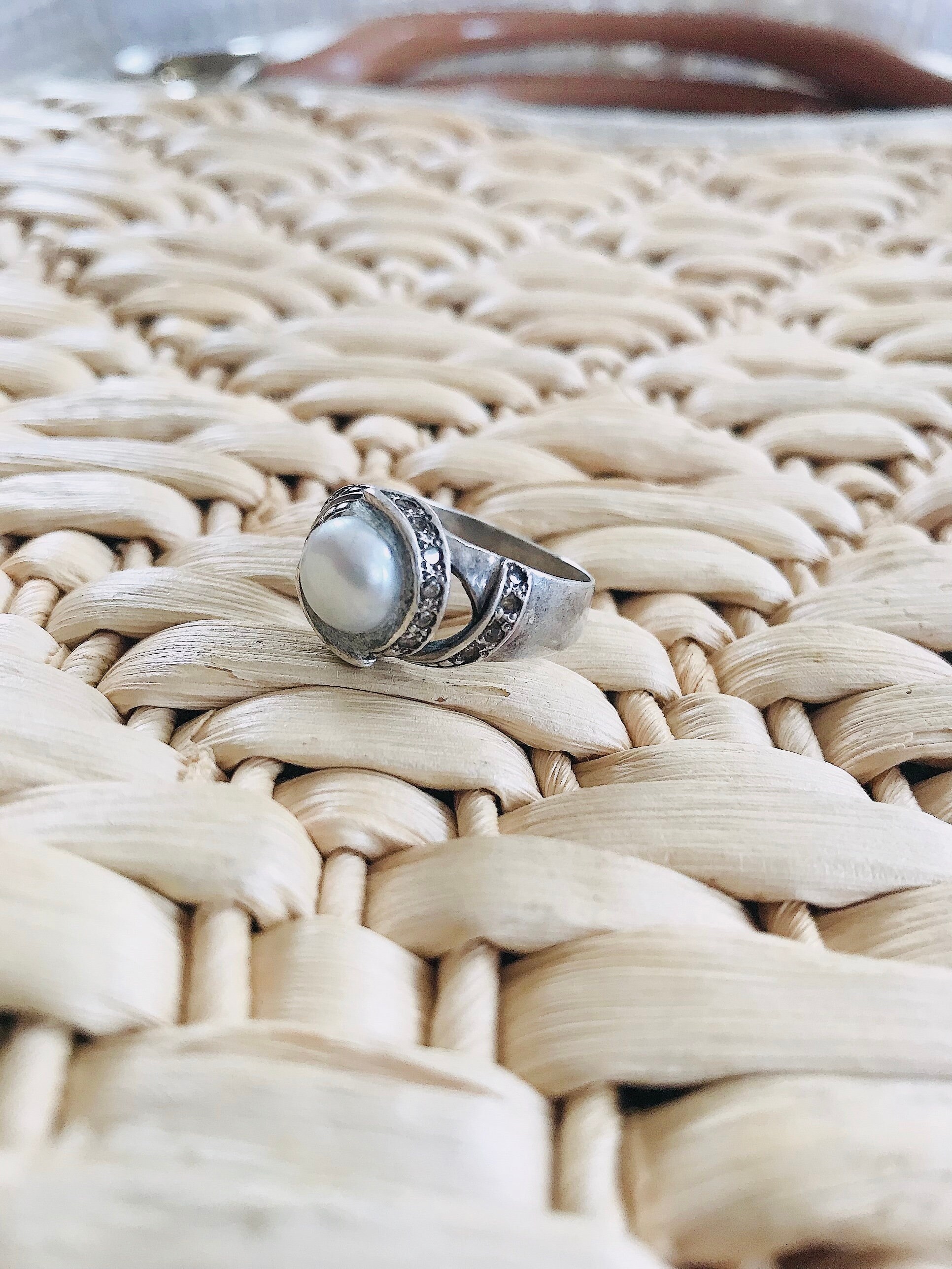 SUPERBE ANCIENNE BAGUE poison en argent 925 et pierre
