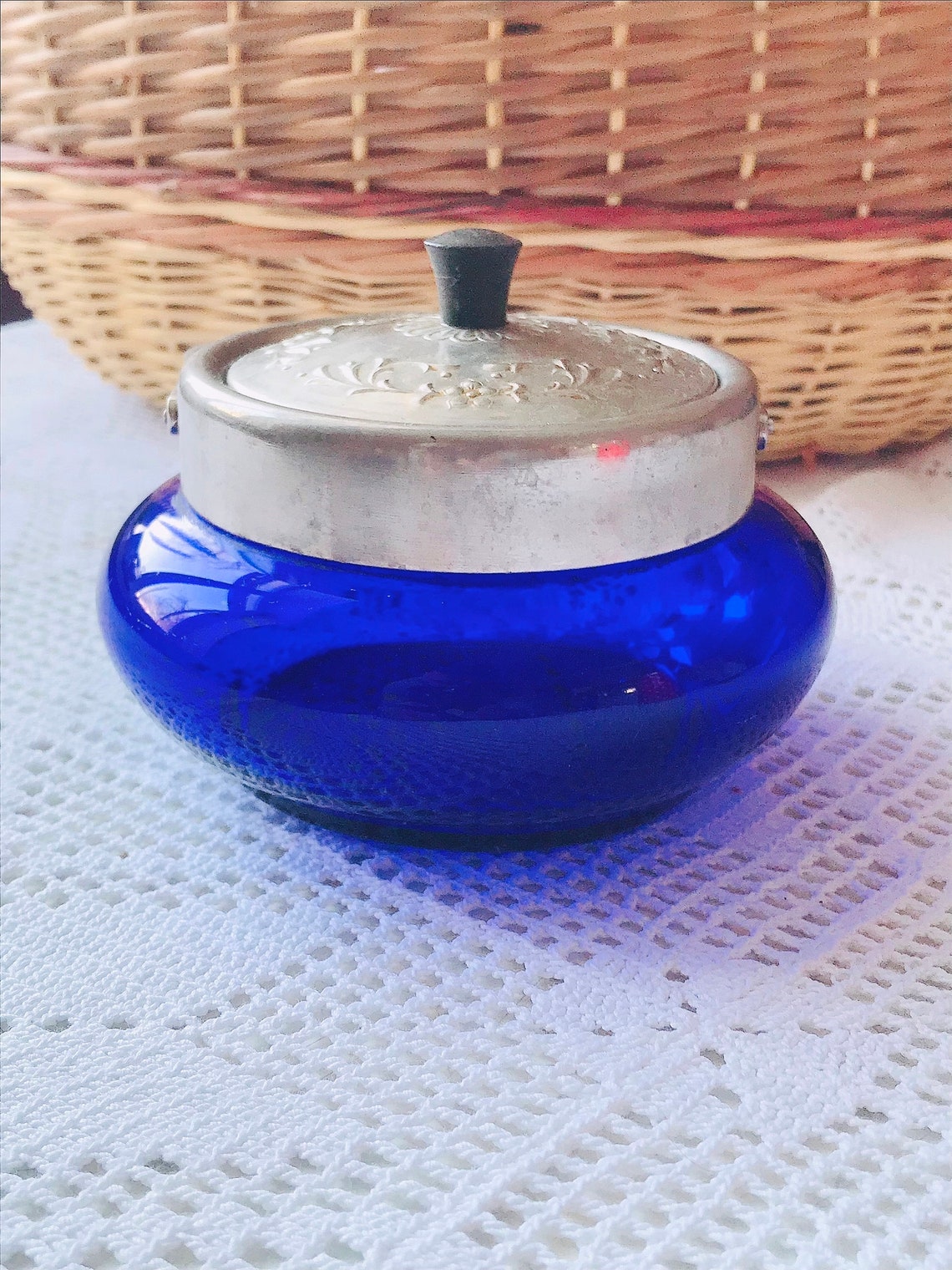 Vintage Cobalt Blue Glass Sugar Bowl Blue Glass Vase for Sugar Etsy