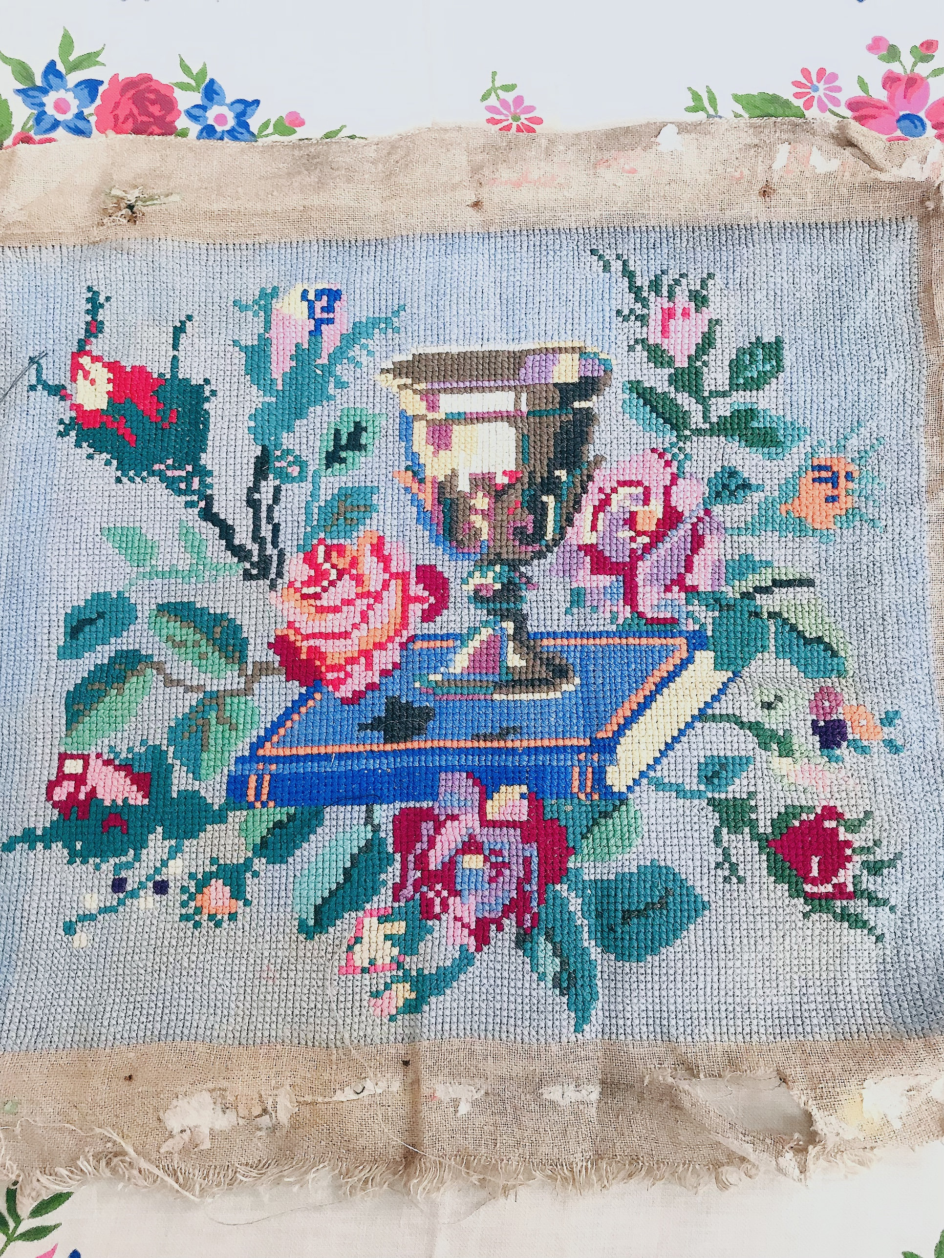 Flowers and book RARE Ukrainian embroidery Vintage Handmade Etsy