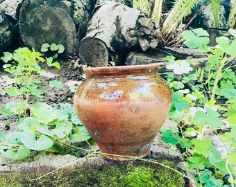 Antyczny ukraiński gliniany garnek, stary ceramiczny garnek, wykonany na Ukrainie, zabytkowy gliniany garnek, ekologiczny wystrój, oryginalny