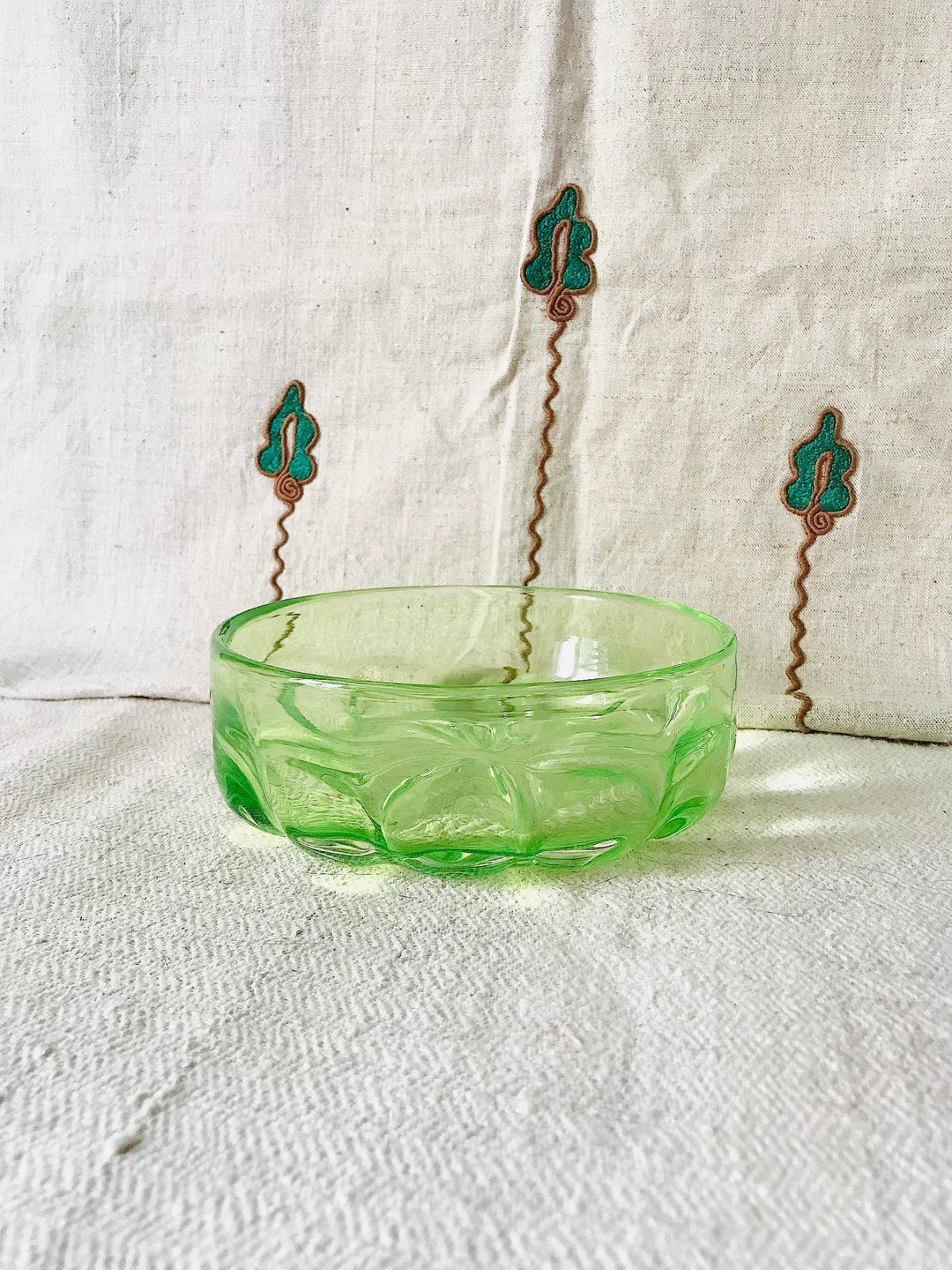Glass Green Candy Dish Vase USSR Vintage Soviet Candy Bowl Etsy