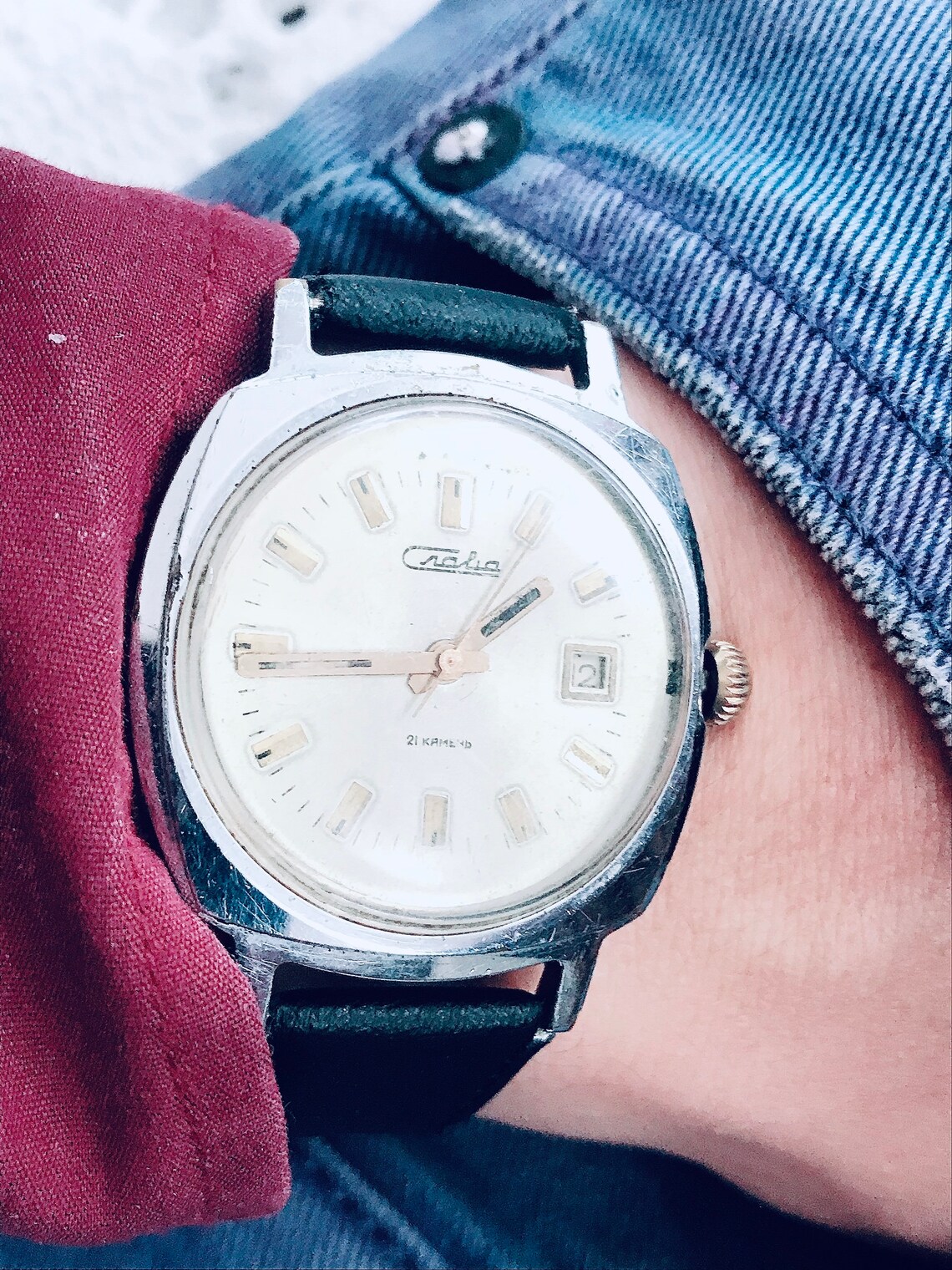 Collectible men's watch SLAVA jewels with calendar made in USSR Mechanical watch Glory, foto 2 de 5