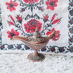 Aladdin&#39;s Magic Lamp, Visual Torch Disney Aladdin, Antique Oil Lamp, Genie Lamp, Brass Decoration, Genie Lamp Gift, Arabic Bakhoor