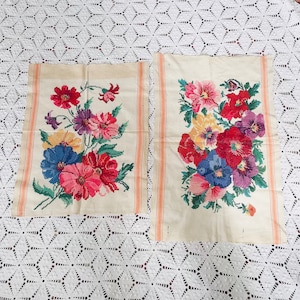 Vintage Handmade Embroidery 2 Pieces Embroidery Embroidery Wall Art Painting With Needles Original Flowers