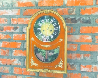 Mechanical Manual Clock Wall Clock Vintage Pendulum Wall Clock