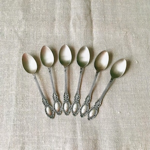 Set of 6 pcs USSR silver-plated teaspoons Vintage cutlery, rare utensils of the USSR