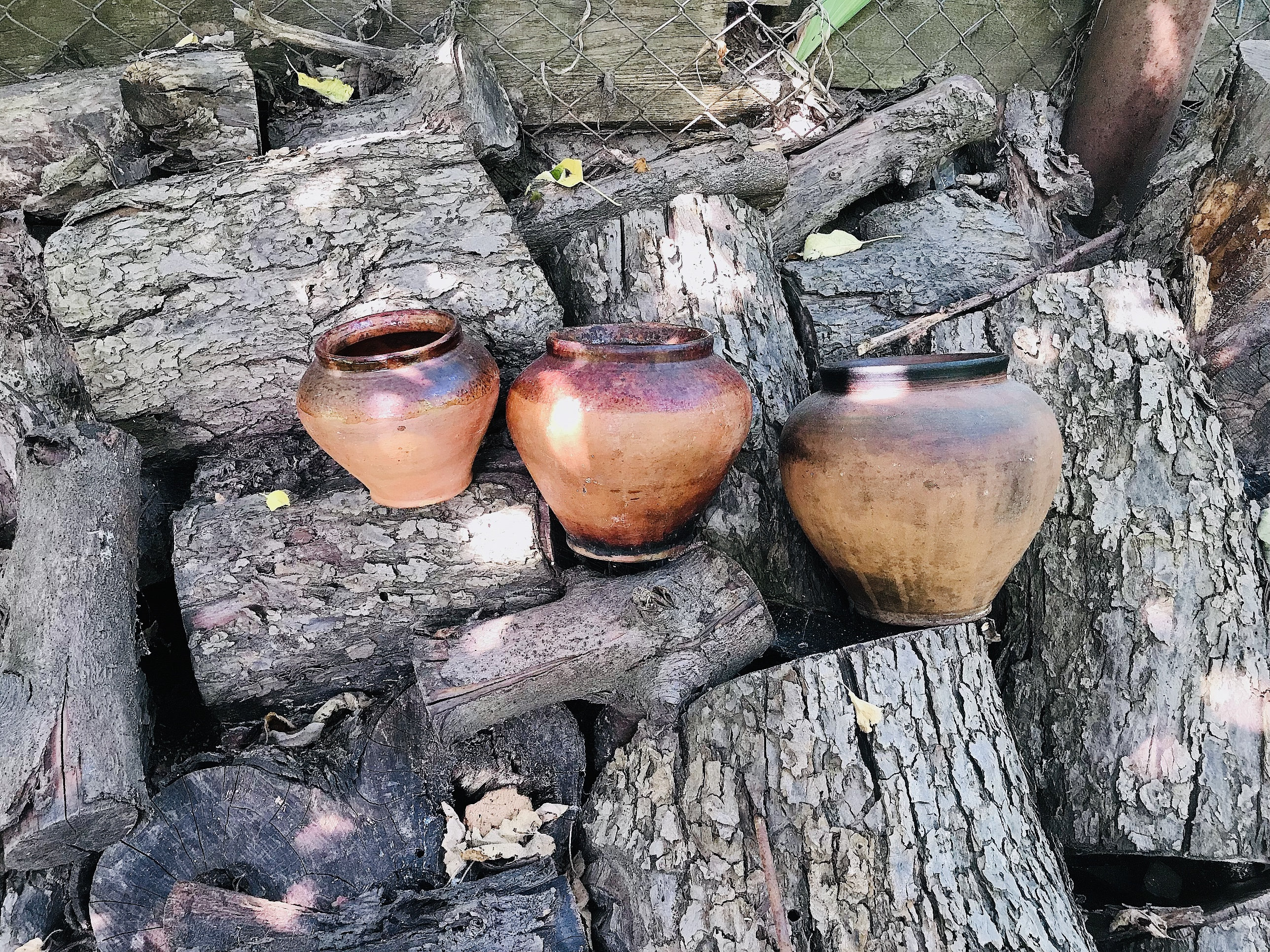 Very Old Antique Clay Vessel - Set Of 3 Rustic Bowl Primitive Decor Homeware