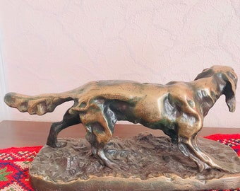 ゴージャスなブロンズ製犬の置物 ソ連 犬の飼い主へのコレクター向け