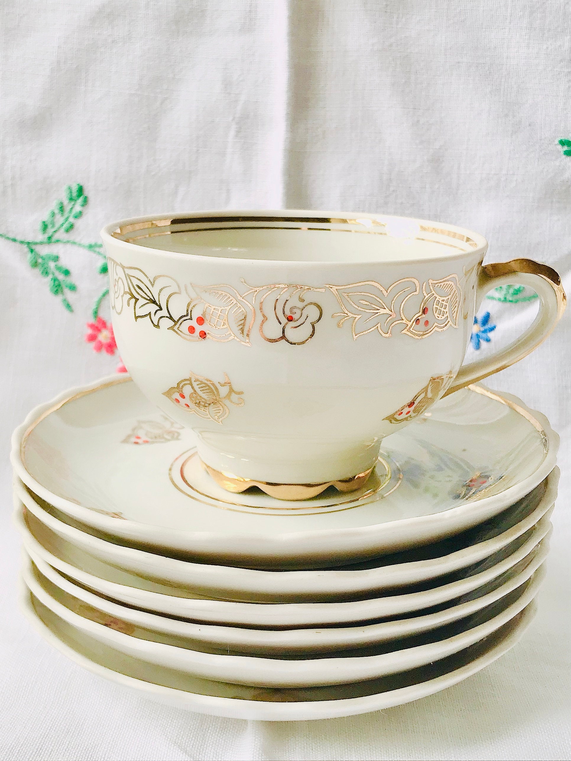 Tea Set for 6 Teapot Set Mid Century Retro Kitchen Decor Etsy