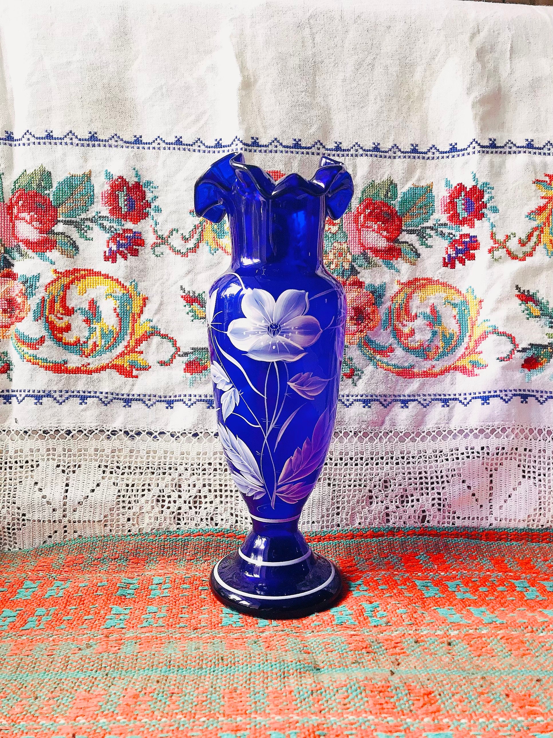 Briful Vaso Da Fiori In Metallo Alto 38 Cm, Vintage Blu Stile Rustico – Centrotavola Per Soggiorno, Shabby Chic