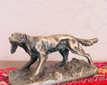 ブロンズ製犬の置物2体セット ゴージャスなブロンズ製犬の置物 ソ連 犬の飼い主へのコレクター向け