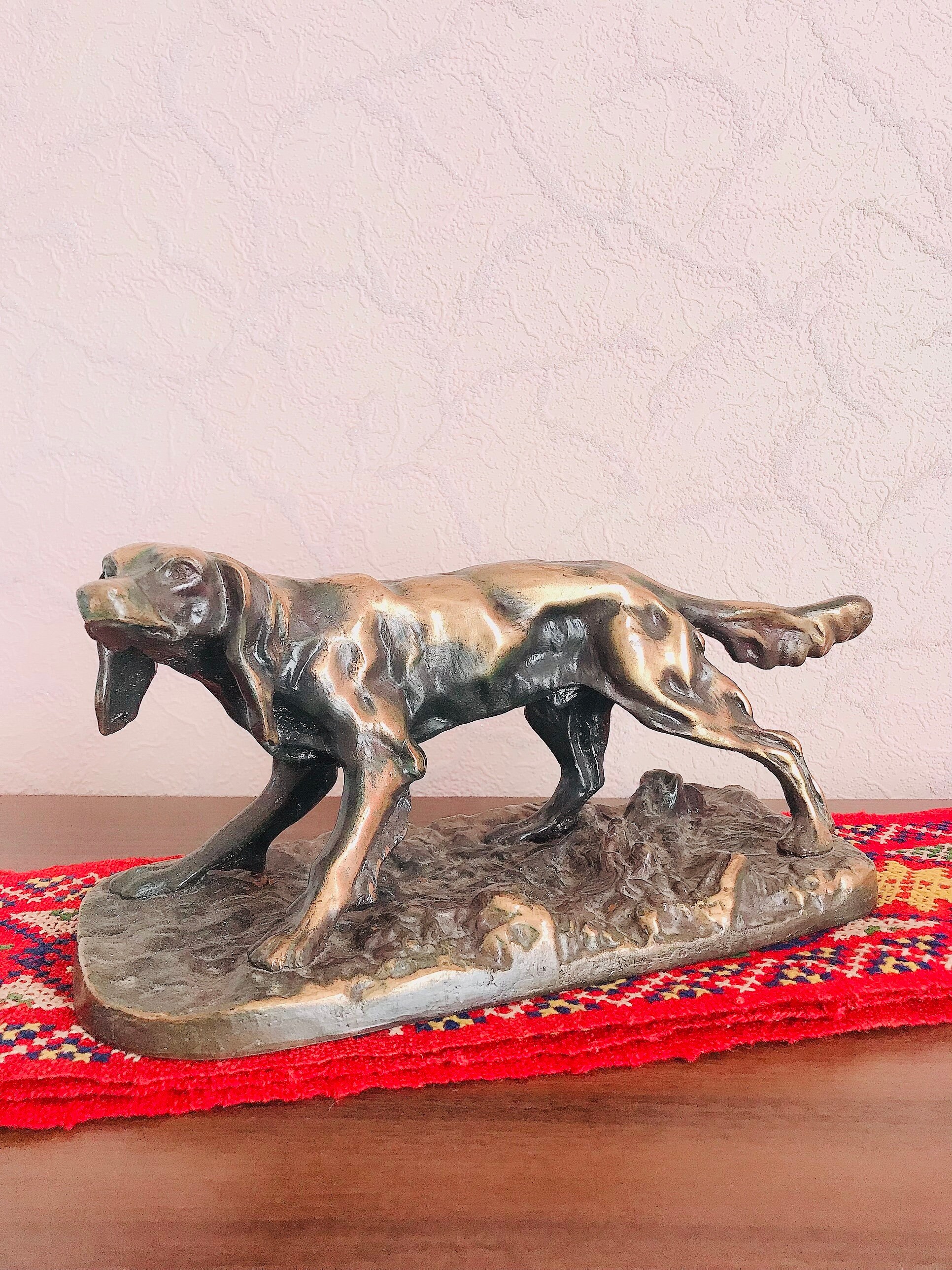 ゴージャスなブロンズ製犬の置物 ソ連 犬の飼い主へのコレクター向け