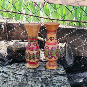 Wooden vases for flowers 2 pieces Gift for her, table decoration