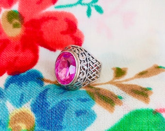 Old red ruby ring, vintage ring, silver 875 old silver, gift to a girl, gift for women Russian antiques Made in ussr Retro Ring