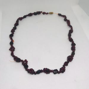 Garnet rope necklace, garnet beaded necklace, handmade necklace, vintage natural garnet necklace vintage jewelry