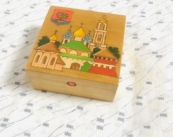 Vintage Cerulean Wooden Jewelry Box  Wooden Jewelry Box