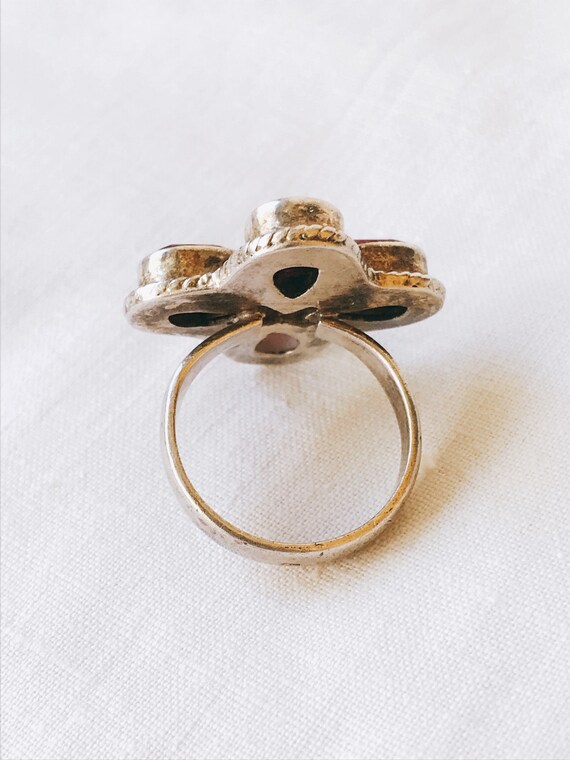 Silver ring with ruby. Old Soviet ring. 875 sampl… - image 5