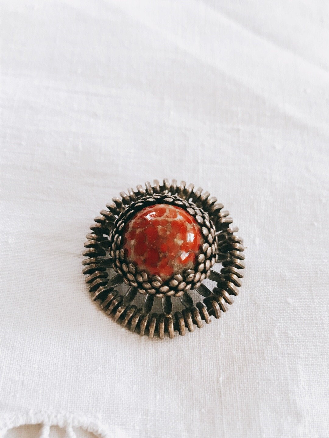 Épingle Vintage Pennino En Argent Avec Strass – Motif Fleurs