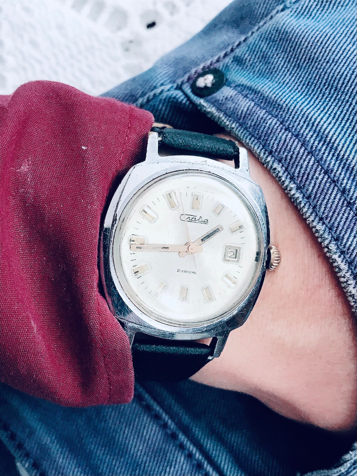 Collectible men's watch SLAVA jewels with calendar made in USSR Mechanical watch Glory, foto 1 de 5
