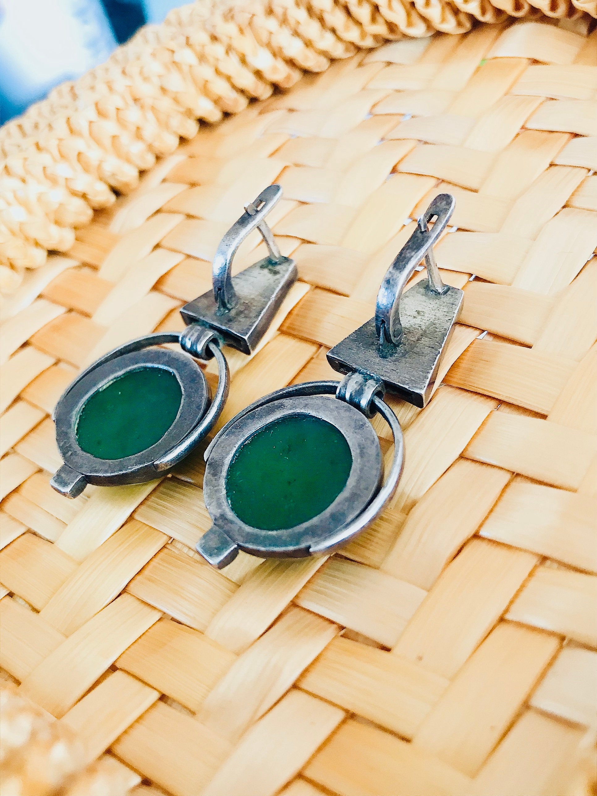 Ensemble Boucles D'oreilles Et Bague Vintage émail Soviétique - Occasion