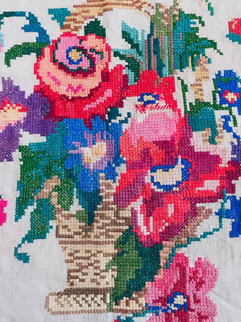 Vintage Handmade Embroidery Embroidery Wall Art Picture With Etsy