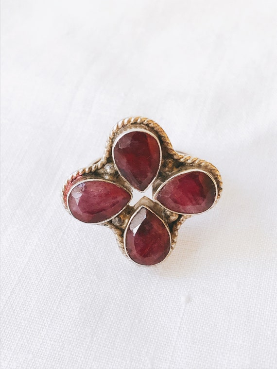 Silver ring with ruby. Old Soviet ring. 875 sampl… - image 4