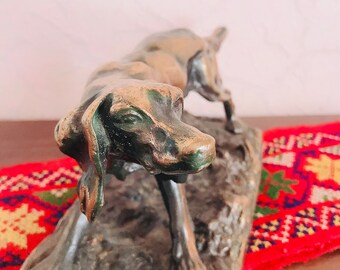 ゴージャスなブロンズ製犬の置物 ソ連 犬の飼い主へのコレクター向け