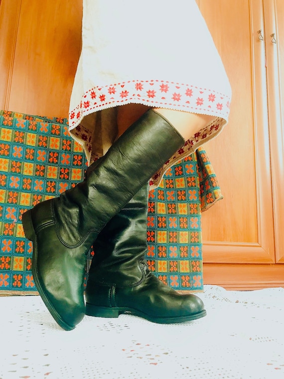 Ukrainian Footwear for Traditional Dance and Theater Black Leather Boots Ukrainian Historical Folk Women s Boots Boots to the Knee Etsy New Zealand
