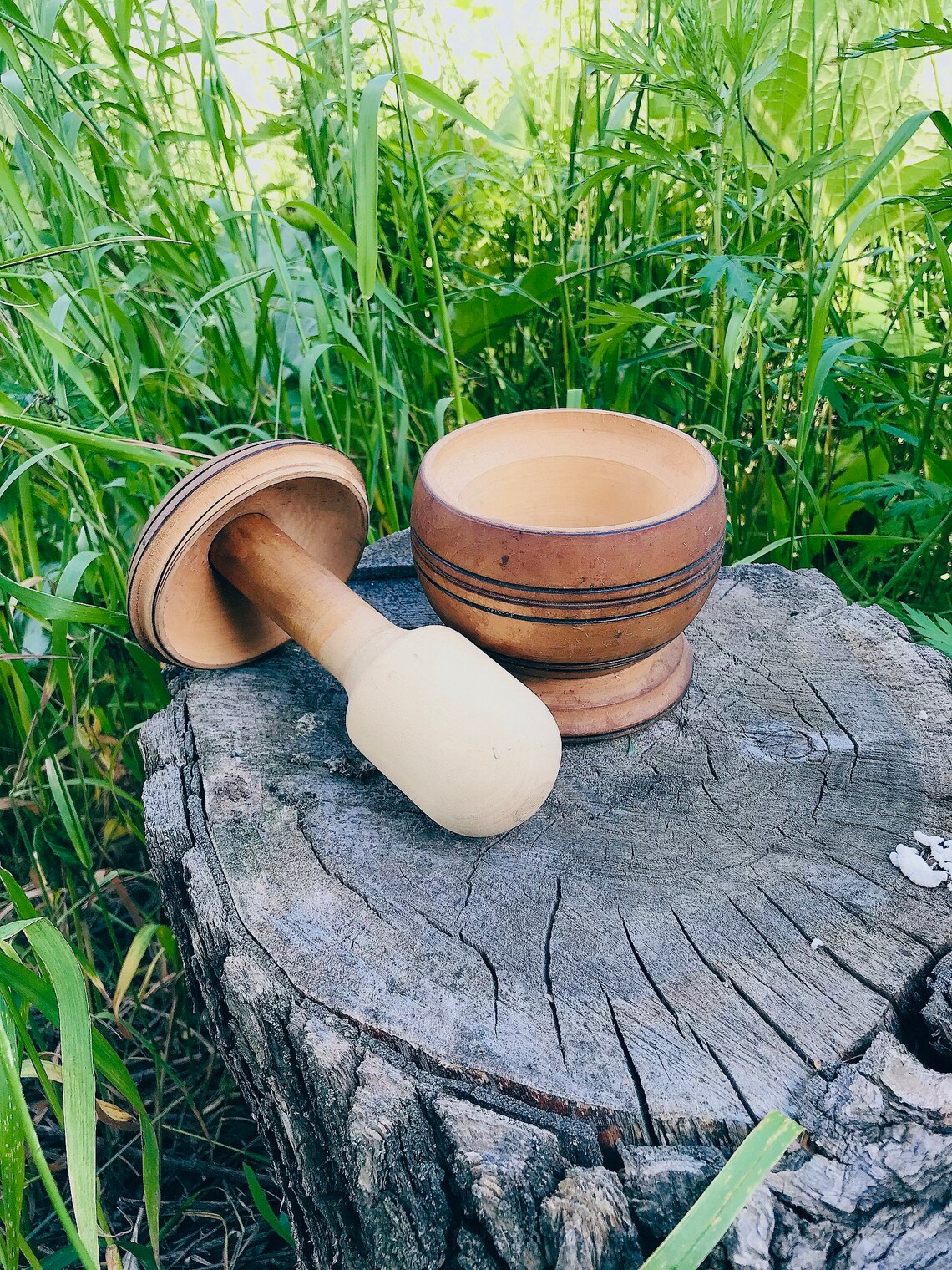 Wooden Pounded Garlic Mortar Household Wooden Mortar Etsy