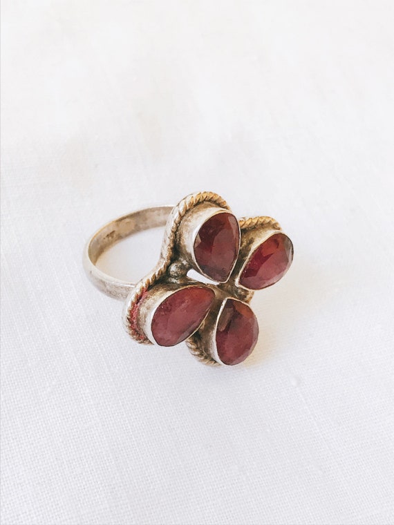 Silver ring with ruby. Old Soviet ring. 875 sampl… - image 3