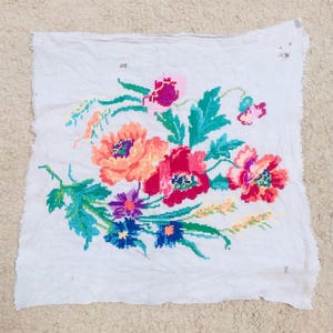 Flowers Vintage Handmade Embroidery, Handmade Wall Art Paintings
