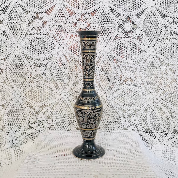 Engraved Brass Vase Etsy