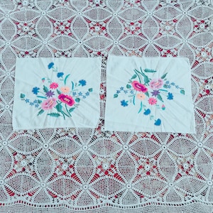 Vintage Handmade Embroidery 2 Pieces Embroidery Embroidery Wall Art Painting With Needles Original Flowers