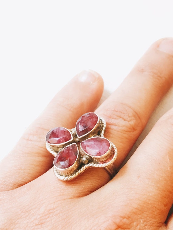 Silver ring with ruby. Old Soviet ring. 875 sampl… - image 1