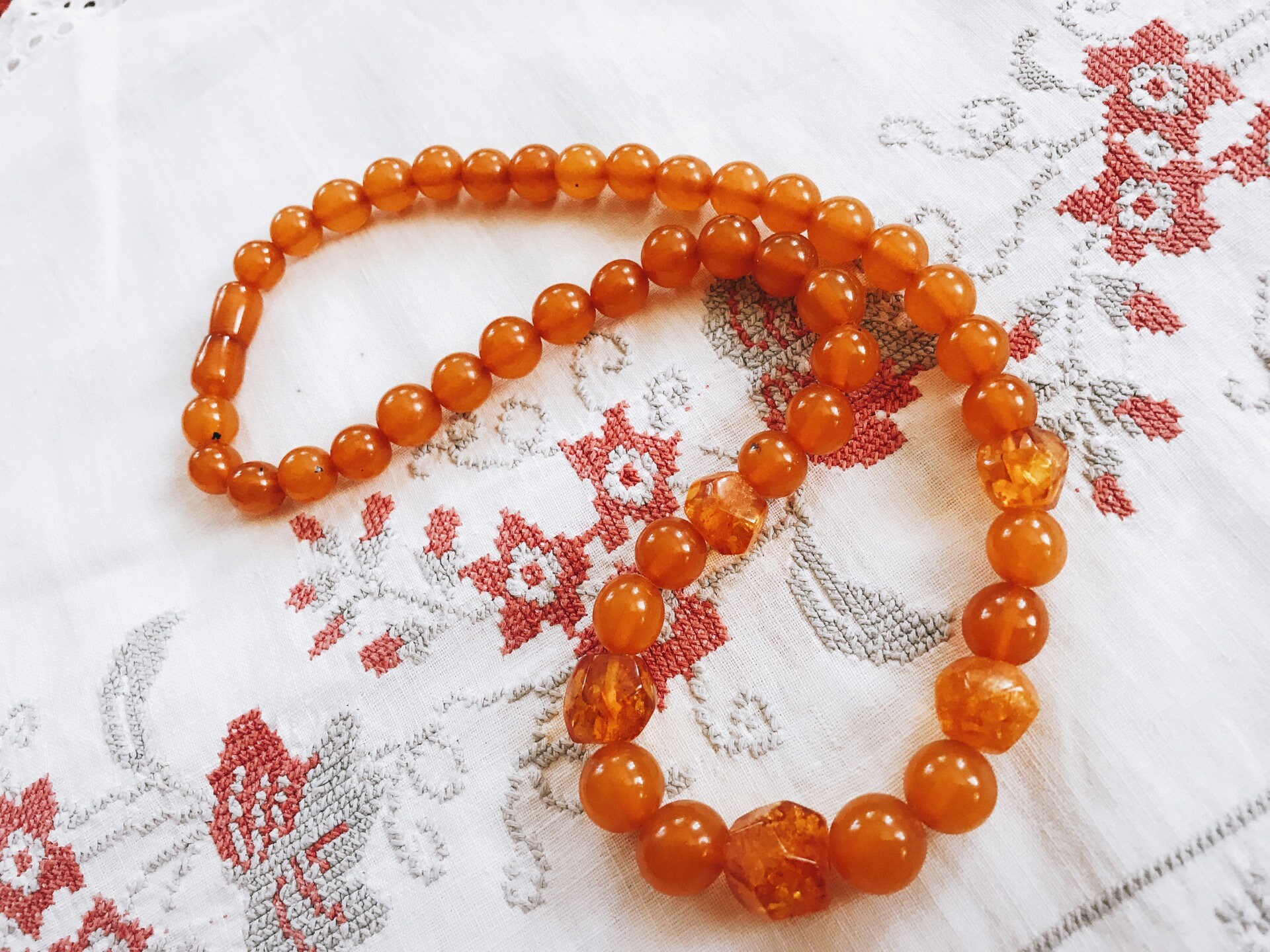 Antique amber beads. Real amber. Vintage. Amber skein. Amber Etsy