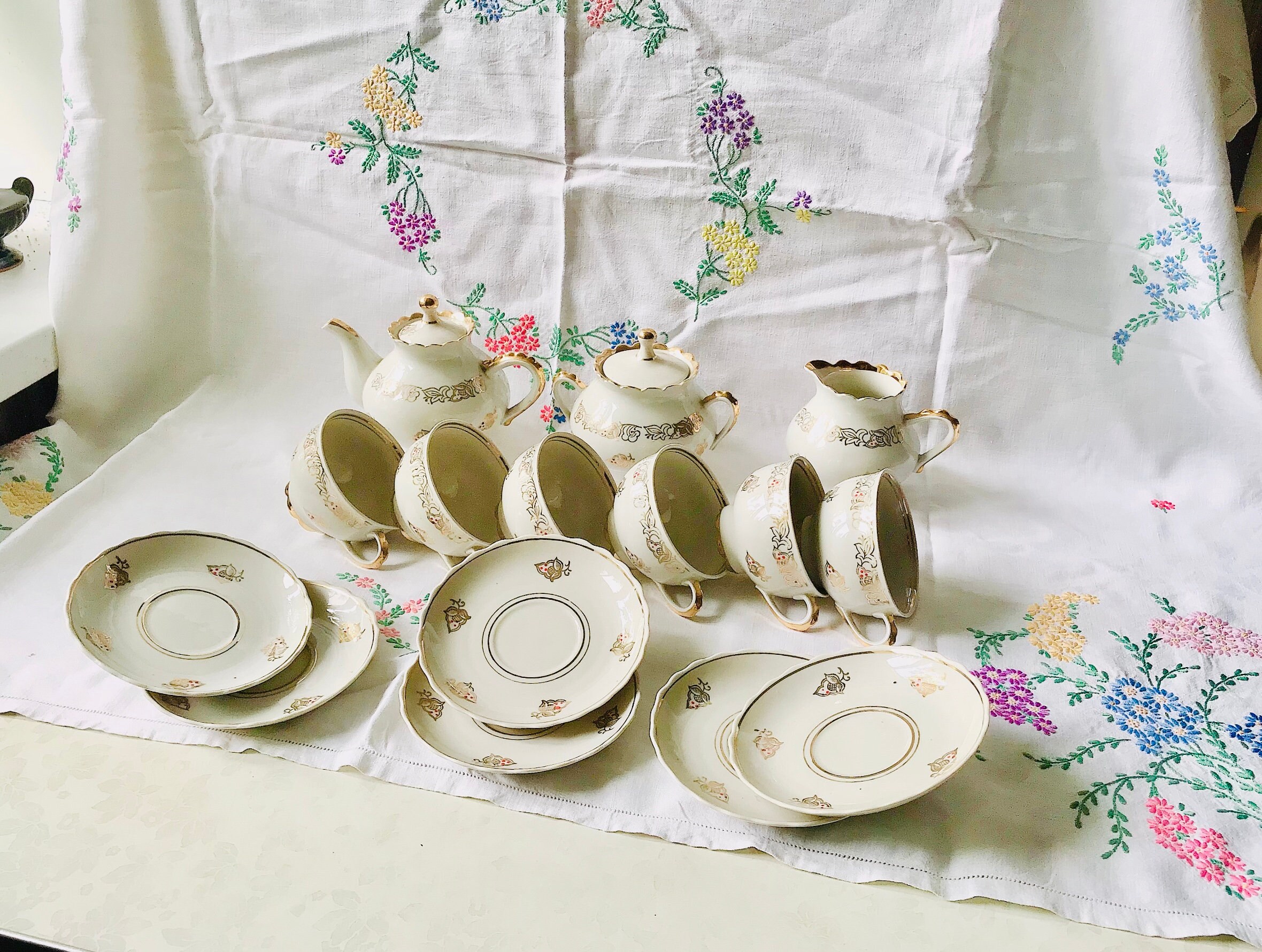 Tea Set for 6 Teapot Set Mid Century Retro Kitchen Decor Etsy