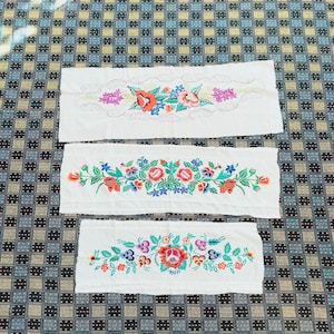 Vintage Handmade Embroidery 3 Pieces Embroidery Embroidery Wall Art Painting With Needles Original Flowers