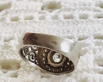 Bague Ancienne Vintage En Argent 925 De L'URSS - Style Filigrane - Occasion Bon état