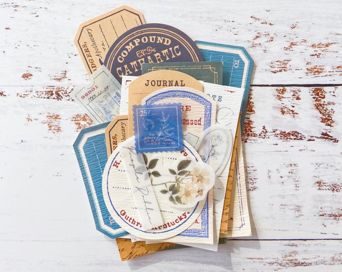 Island Vintage Ephemera Kit: Junk Journal Paper, Washi Stickers (30 ...