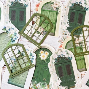 Fleurs pour porte et fenêtre, papier pour collage, carte de journalisation, scrapbooking, éphémères, fabrication de cartes, papier artisanal