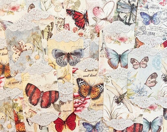 Butterfly Scrapbooking Paper: Floral Collage Ephemera - 45 Piece Set