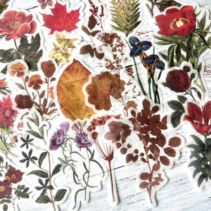 36 Stück Blumen Washi Aufkleber, Vintage Blumen Aufkleber, Scrapbooking Ephemera, Junk Journal, Planer Aufkleber Bild 4