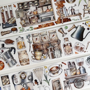 Échantillon de ruban adhésif Washi pour café, ruban Moodtape pour accessoires de café, autocollants pour café, carnet de notes, album de scrapbooking, agenda, articles de papeterie